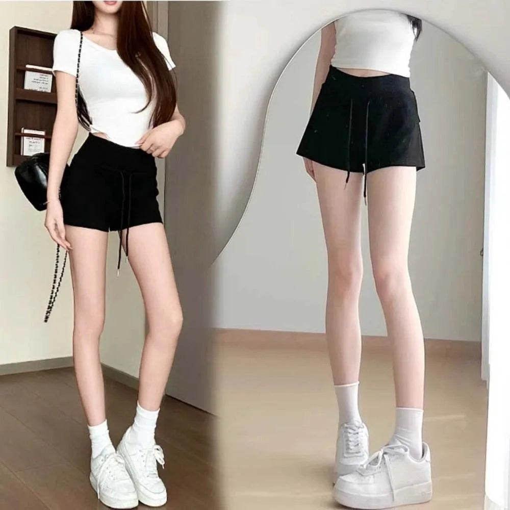 Drawstring High Waist Shorts Slim Fit Trousers Hot Woman Short Pants American Style Pajamas Pants Summer Casual Shorts Female