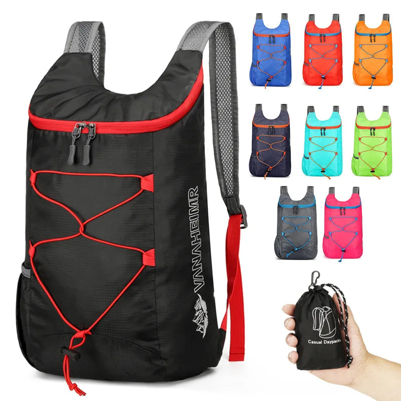 Multifunctional Outdoor for Camping Hiking Travel Folding Backpack High Density Lightweight Waterproof Nylon Fabric Sports Bag