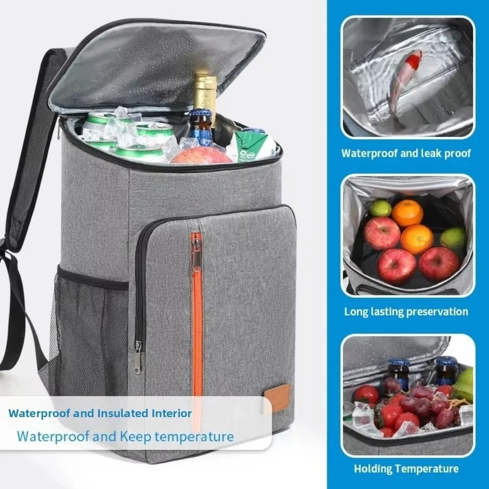 Insulated Backpack Double Shoulder Thickened Portable Thermal Lunch Bag Oxford Fashion Large Capacity Cooler Bag