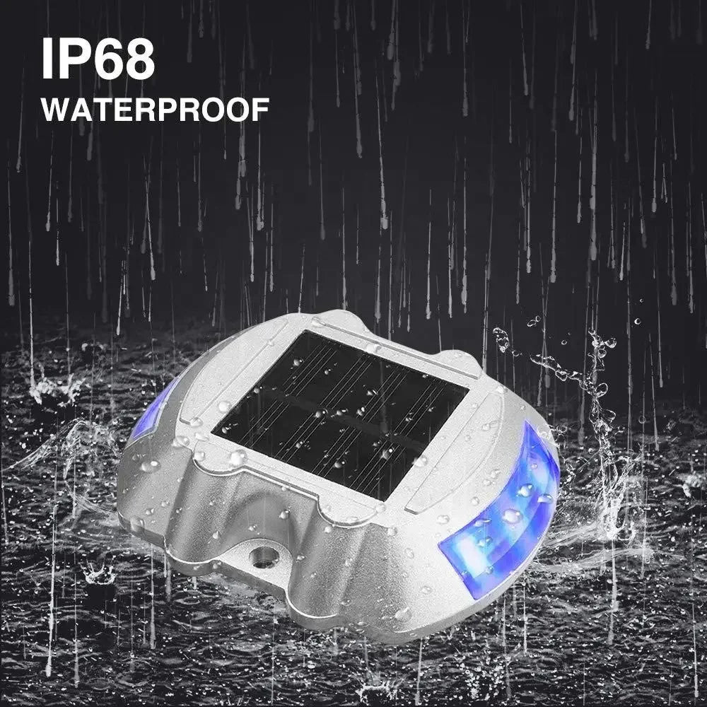 Smart Solar Road Studs with Motion Sensor - 6 LED Auto-Dimming Warning Lights IP68 Waterproof for Driveways/Parking Lots