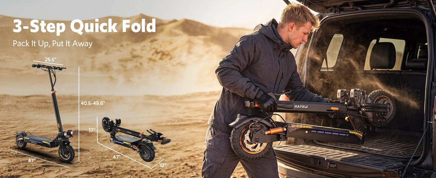 Off Road Electric Scooter, 1200W Motor, 25 Miles Range,11" All TerrainTire E Scooter for Adult, E-Scooter with Double Suspension &Side Light