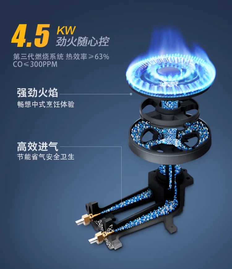 Boske 3 Burner Gas Stove Stainless Steel Panel High Power for Home Use Natural Gas LPG CEL