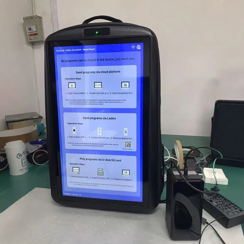 Enhance  Advertising Campaign with 21.5 Inch 18.5 Inch LCD Backpack Advertising Machine LCD Display Box Bag Expansion Backpack