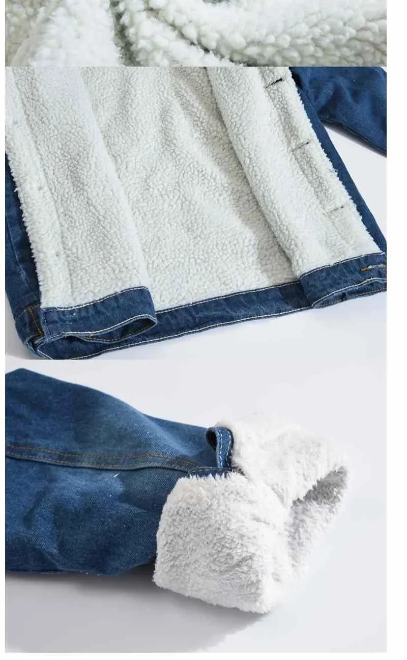 Autumn/Winter New Fashion Solid Color Lamb Wool Denim Jacket Men's Casual Thick Warm High Quality Plus-Size Jacket M-3XL
