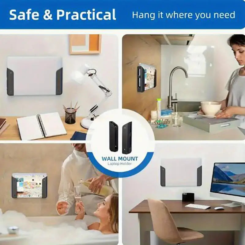 Wall Mounted Under Desk Laptop Stand Practical Laptop Stand Portable Laptop Storage Stand Vertical Desktop Storage Tool
