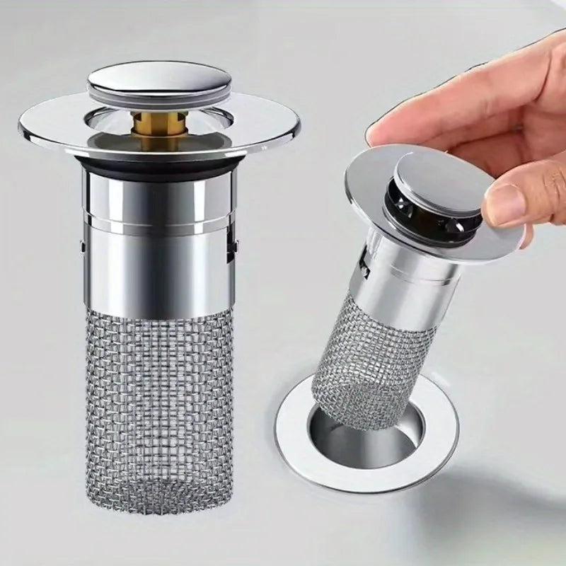 2PCS Stainless Steel Floor Drain Filter Washbasin PlugAnti Odour Pop-up CoreBasin PlugHair CatcherShower Sink Filter For Kitchen