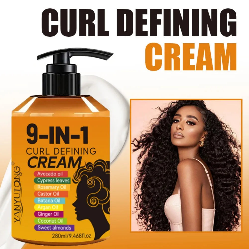 280ml Curly Hair Styling Cream, Moisturizing and Smoothing Formula, Enhances the Elasticity and Shine of Curly Hair, Easy to Set