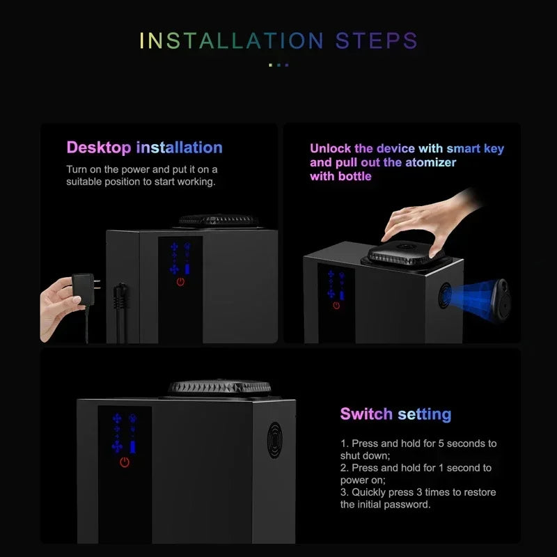 900CBM Aroma Diffuser Wall Mounted Scent Machine HVAC Hotel Air Freshener Lobby Aromatic Device Home Fragrance APP Control