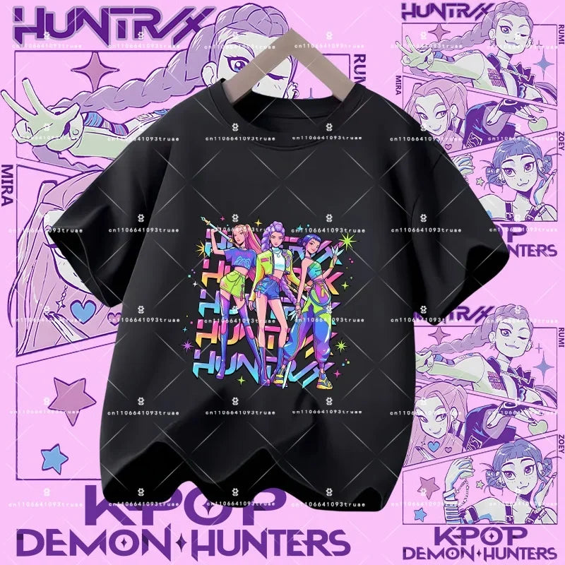 Kpop Demon Hunters Parent Child Halloween Kpop Demon Hunters TShirt Harajuku Casual Fashion Cotton Kid's Tshirt Cosplay Clothing