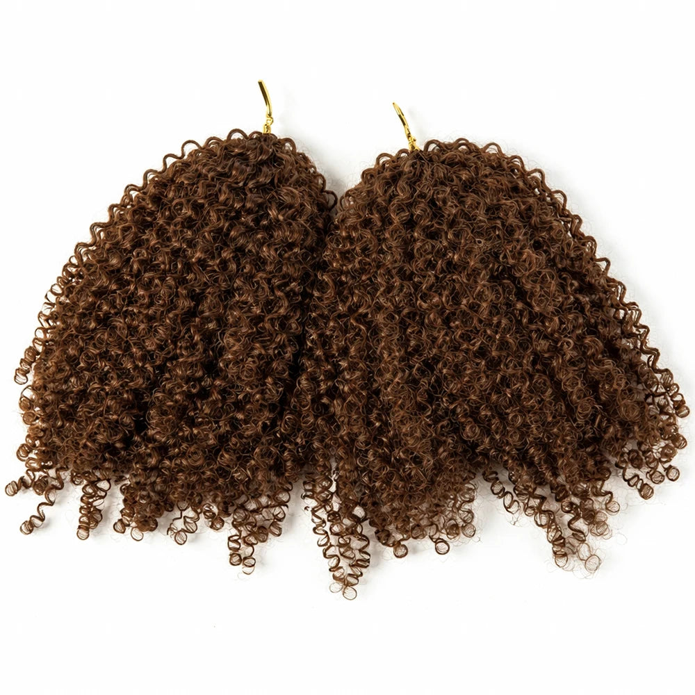 12A Small Spirals Curly Crochet Human Hair Knotless Pre-Separated #4 Brown Feather Crochet Braid Extensions Lightweight Reusable