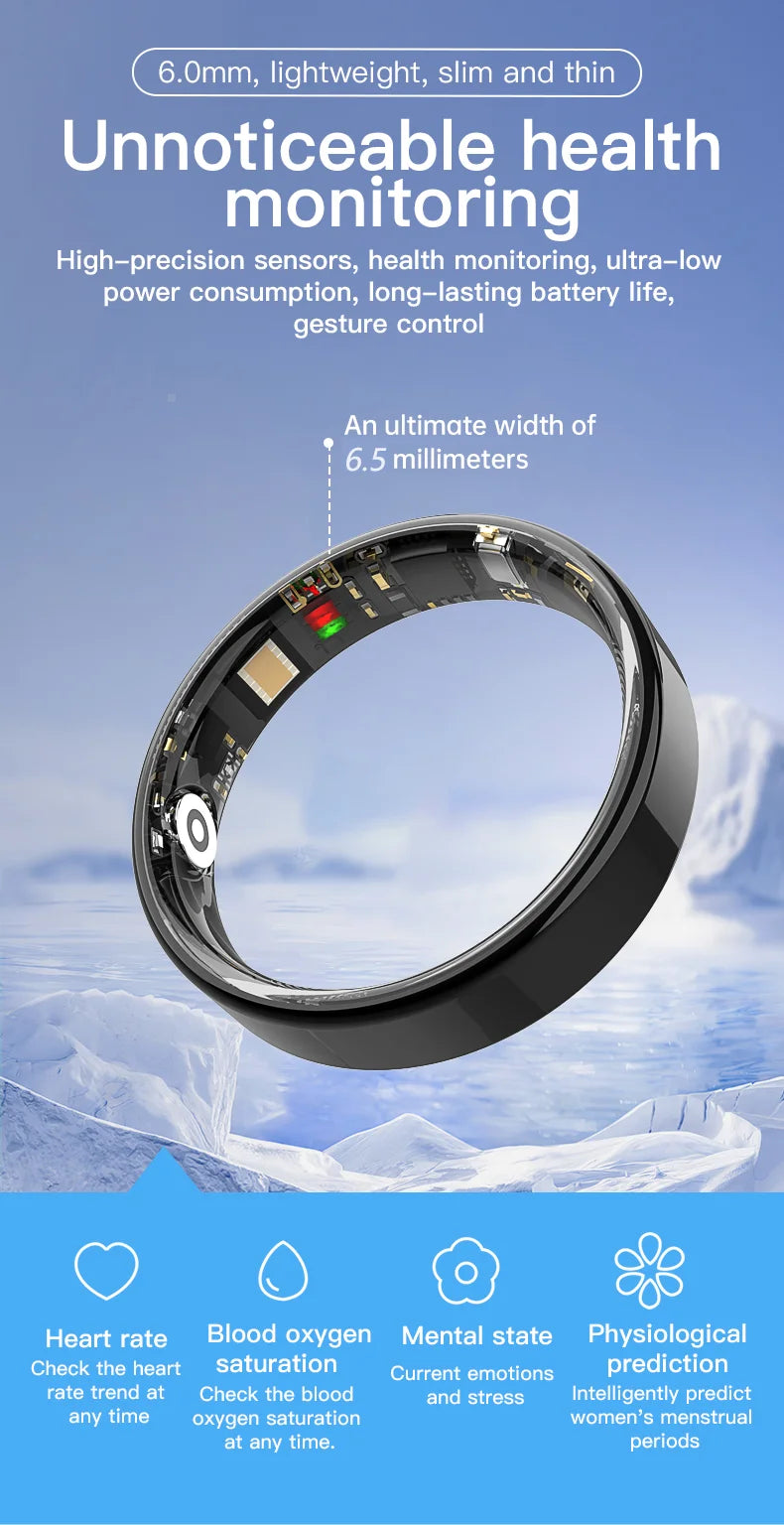 2026 Smart Ring Bluetooth Call Heart Rate Blood Pressure Monitor 5ATM Waterproof Health Ring Men Women For Xiaomi Gift
