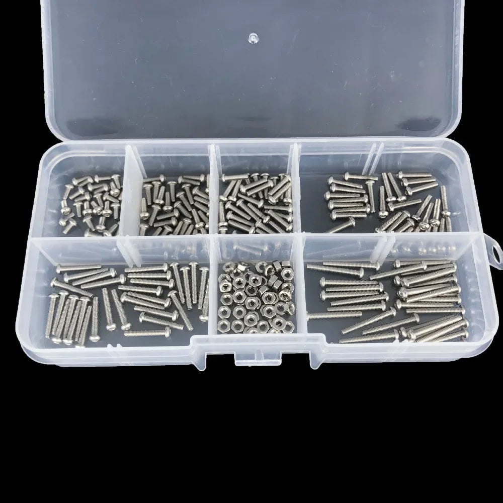 230pcs M2 Stainless Steel Bolts With Hex Nuts Screws Assortment Kit Metric Machine Screw and Nut for Furniture Automotive Repair
