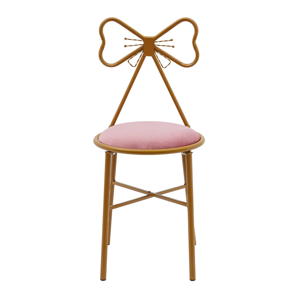 Butterfly Bow Tie Vanity Chair Modern Vanity Stool Velvet Cushion Makeup Chair Metal Frame Butterfly Backrest Chair Dining Chair