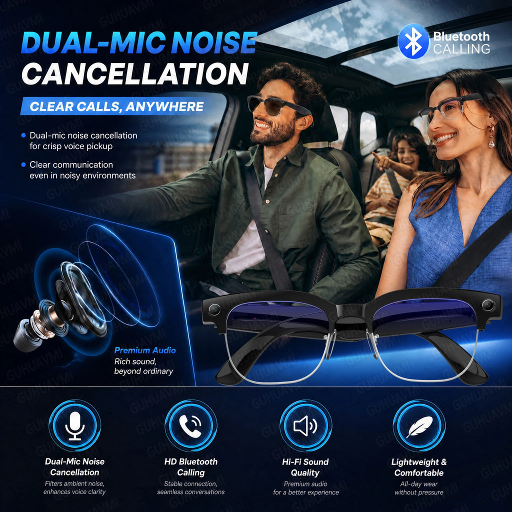 2026 New 8MP 4K HD Smart Glasses Video Photo AI Translation Bluetooth Call Music playback Waterproof Business Sports Sunglasses