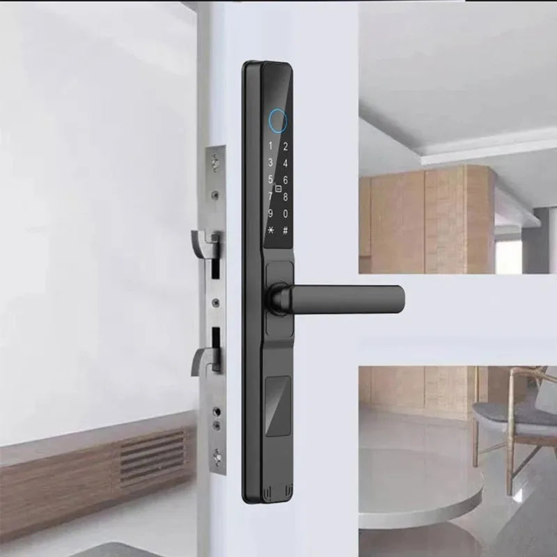 TUYA WIFI Waterproof Smart Door Lock Fingerprint APP Password RFID Card Keyless Digital Electronic Lock Aluminum/Glass Sliding