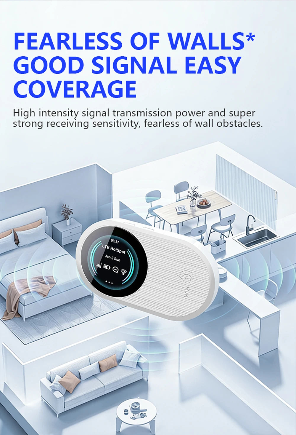 Kebidumei WiFi 6 Mobile Router 2.4G/5GHz Hotspot Portable 4G LTE Router 3000mAh Battery for Outdoor Travel Business RV Car Home