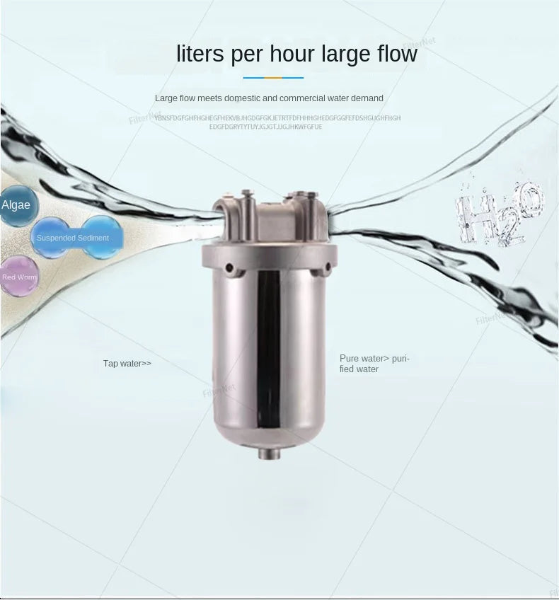 5 Inch Prefilter 304 Stainless Steel Hot Water Filter Housing DN15 DN20 DN25 for High Temperature High Flow Water Filter Housing