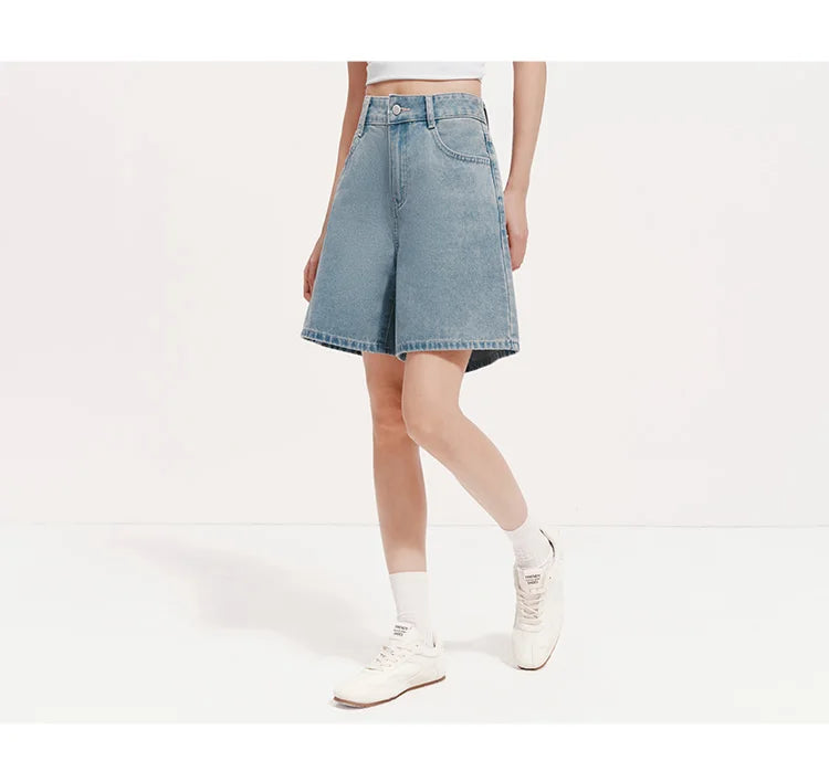 Semir Women Pants Denim Cool Feeling Antibacterial Vintage Distressed A Line Straight Leg 2026 Summer Casual Top
