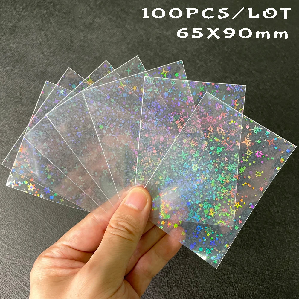 100pcs Board Game Card Sleeves Sweet Heart Foil Transparent Laser Clear YGO PKM Photo Kpop Protector Trading Cards Shield Cover