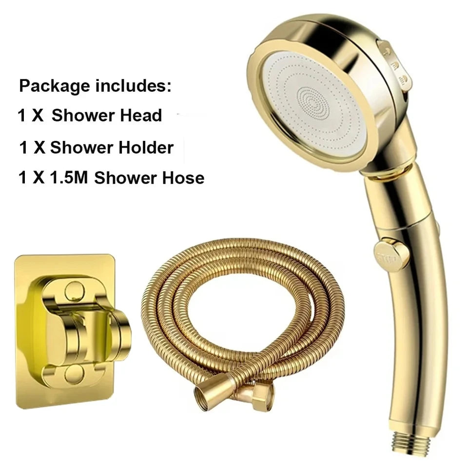 3 Modes Shower Head Set With Hose and Holder High Pressure Water Saving One Key Stop Waterfall Showerheads Bathroom Accessories