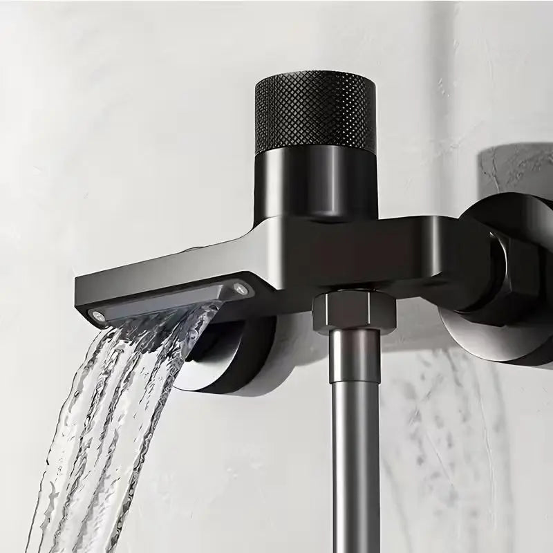 New Premium Bathroom Faucet Wall Mounted Bathtub Shower Mixer Tap with Hot & Cold Control Concealed Valve Chrome Finish