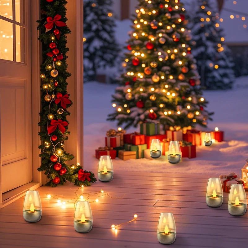 Solar Outdoor Candle LED Night Light Suitable for Indoor Desktop Step Decoration Garden Lawn Guardrail Street Stairs Steps Party