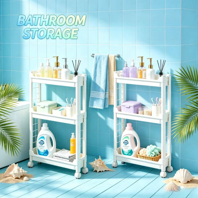 9.5cm Slim 3-Tier Door Gap Storage Cabinet, Narrow Side Shelf, Perfect Organizer for Bathroom & Kitchen Sundries Storage