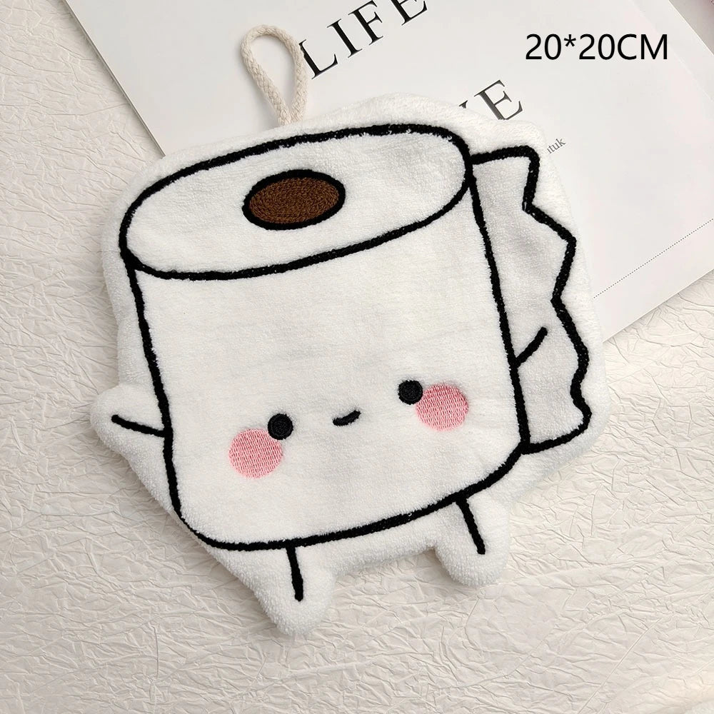 Cute Poop Toilet Paper Shaped Hand Towels Hanging Bathroom Decor for Quick Drying Home Furnishings
