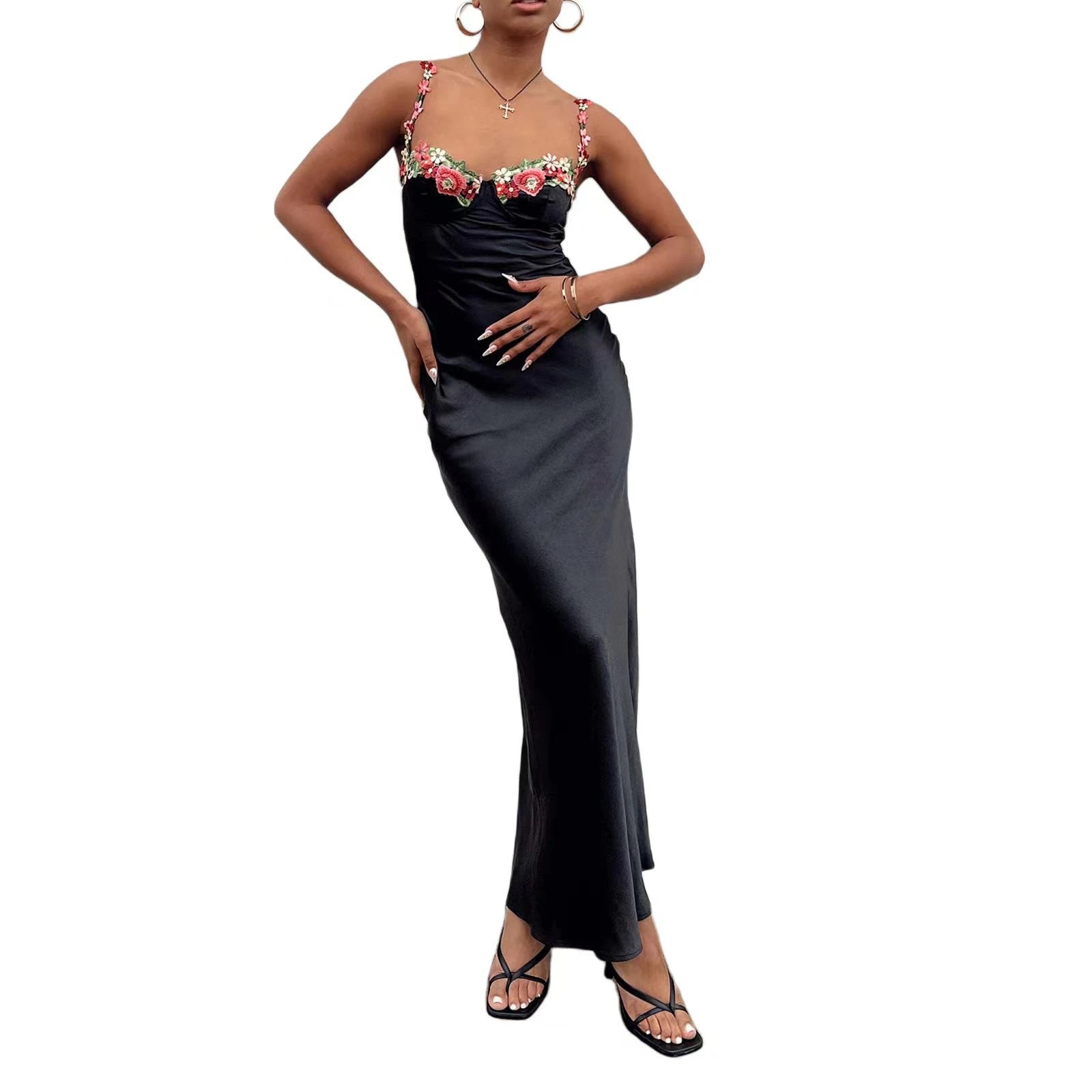 Butter Yellow Satin Bias Cut Lace Patchwork Midi Dress Women's V Neck Backless Suspenders Dresses 2026 New Dinner Party Vestidos