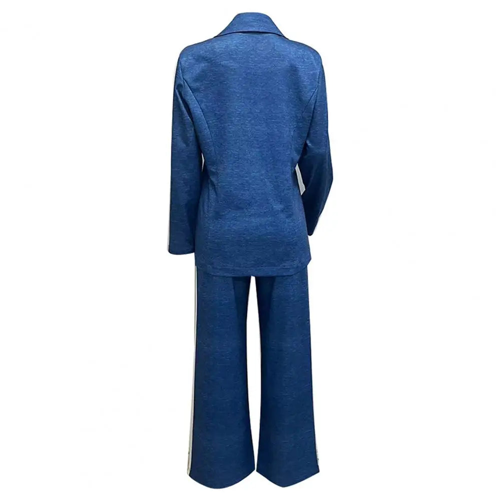 2 Piece Set Women Outfit Winter Fall Fashion V neck Long Sleeve Coat Elegant Straight Leg Pant Set Women Sports Clothing