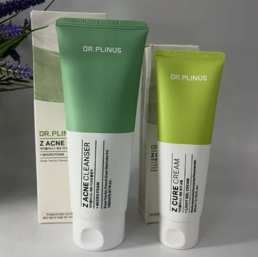 DR.PLINUS Z Acne Cleanser + Micro Foam Korean Z Cure Cream + Light Gel Cream Green Tea Extract Brand Cleanser Smooth Face Cream
