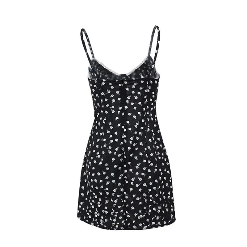 New Women Party Lace Flower Backless Mini Dress Summer Sexy Sling Spaghetti straps Deep V Neck Wedding Club Vestidos