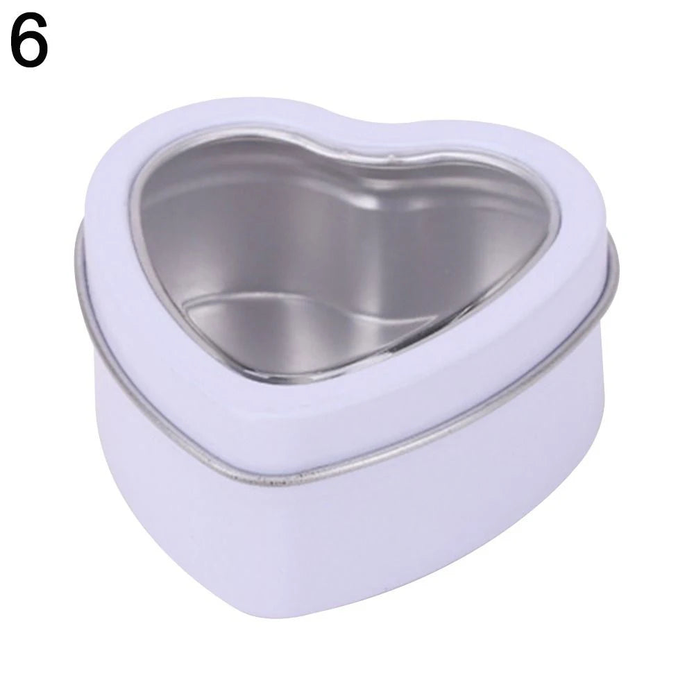 Heart Shape Metal Box Aluminum Tin Jar for Cream Balm Nail Candle Cosmetic Container Refillable Tea Cans Candy Packaging Box 1Pc