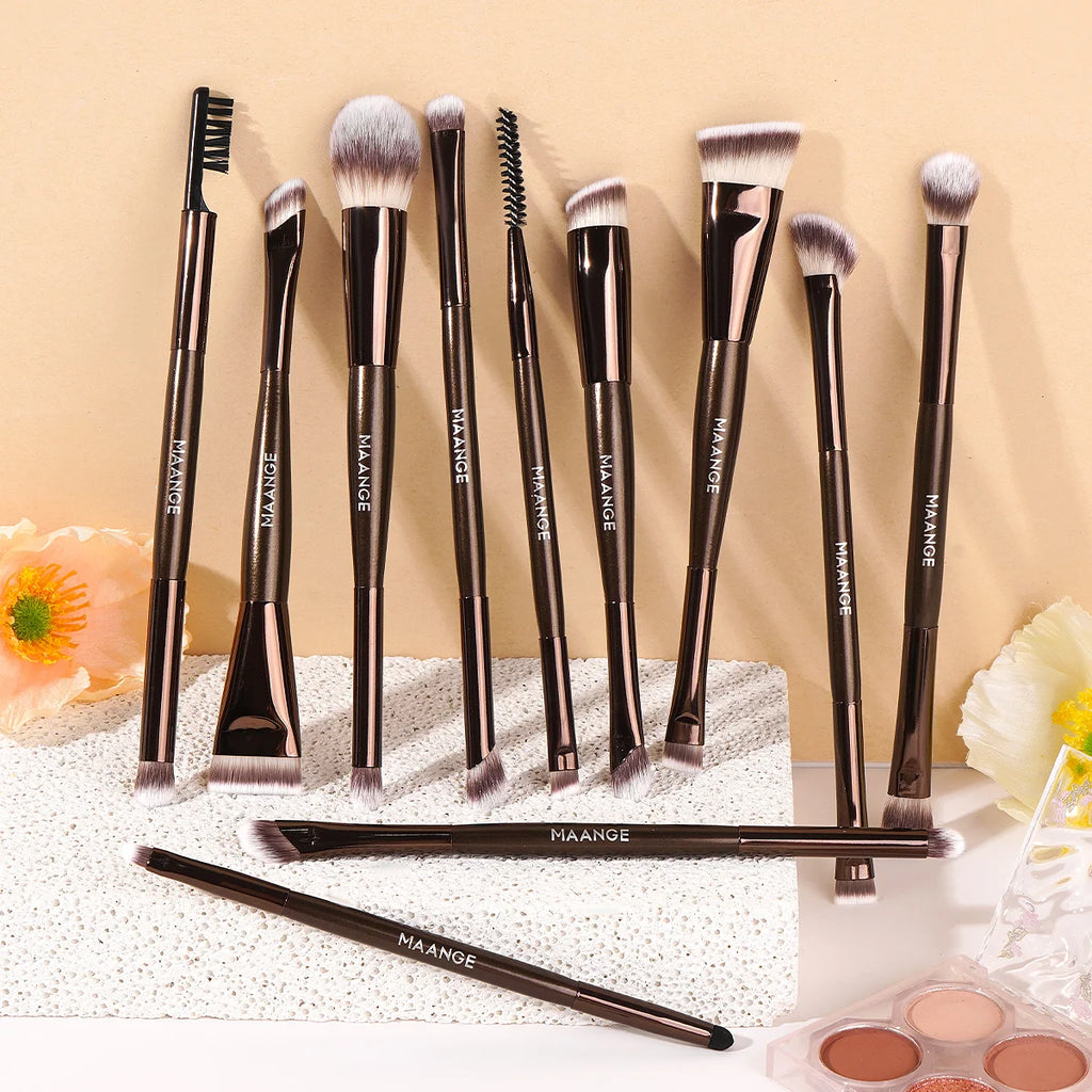 MAANGE 11pcs Makeup Brush Double Head Facial Makeup Brush Contour Brush Eyeshadow Brush Halo Dye Brush Detail Brushes Beauty Kit