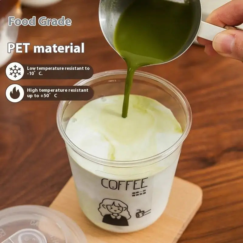 10pcs Transparent Coffee Cups With Lids U-shaped Disposable Cups For Hot Drink Milk Tea Takeaway Beverage Cups B.H