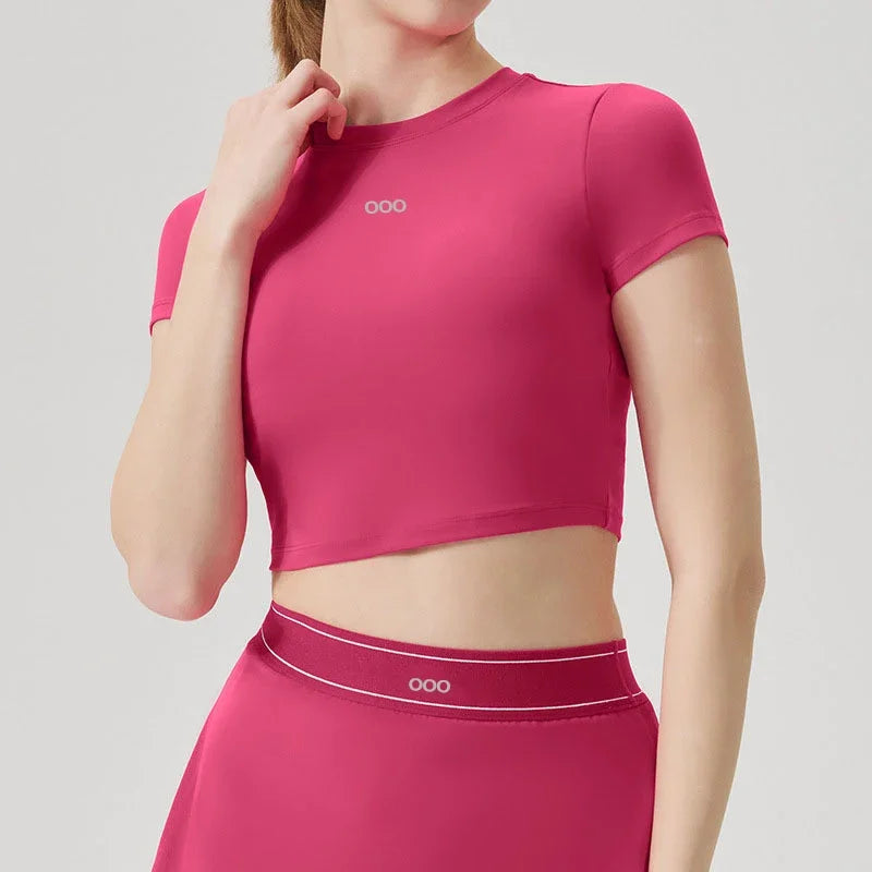 2026 Women's Casual Fashion Sports Short Sleeve and Running Comfortable Fitness Yoga Tennis Skirt