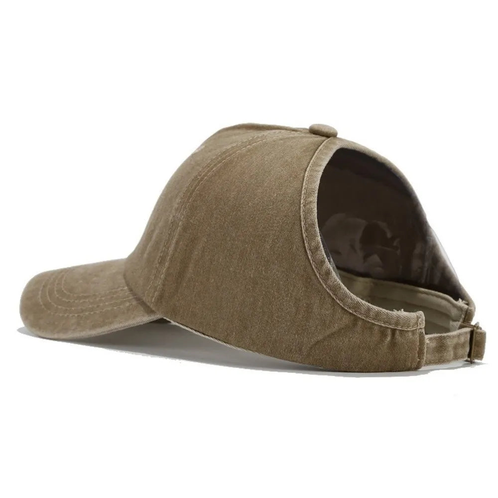 New Retro Washed Backless Baseball Cap Versatile Sun Protection Outdoor Sun Hat Summer Women Ponytail Hat for Daily Wear
