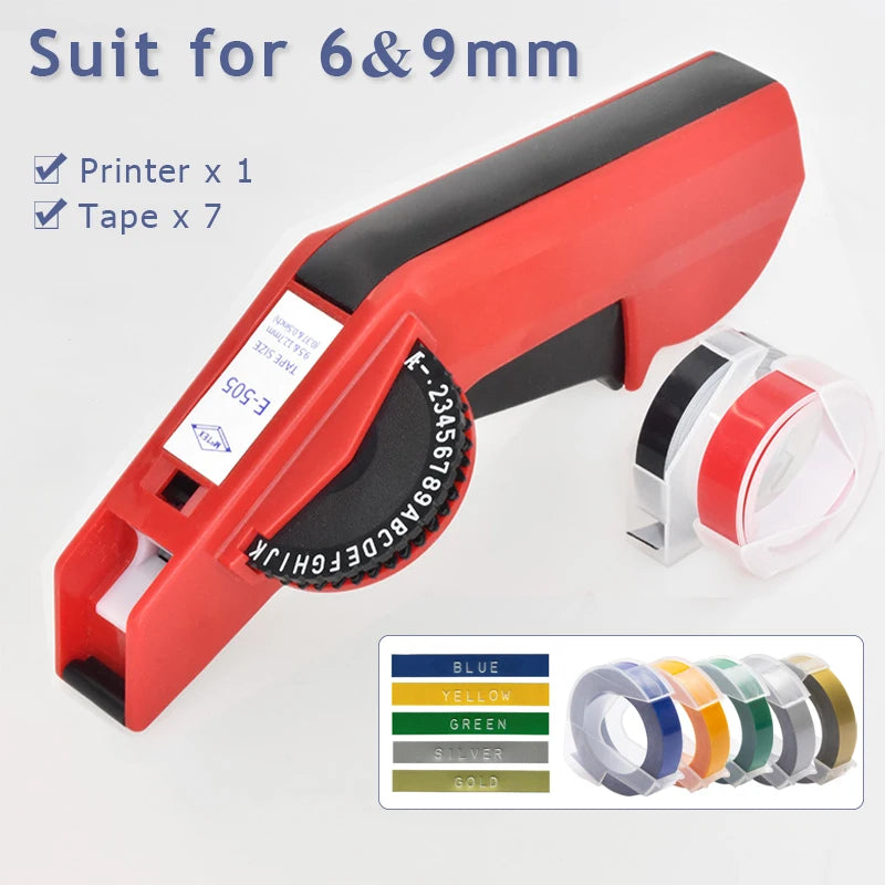Original Motex E5500 E-505 Manual Label Maker e-5500 Suit For 6/9mm DYMO 3D Embossed Tape Can Replace 1610 12965 1880