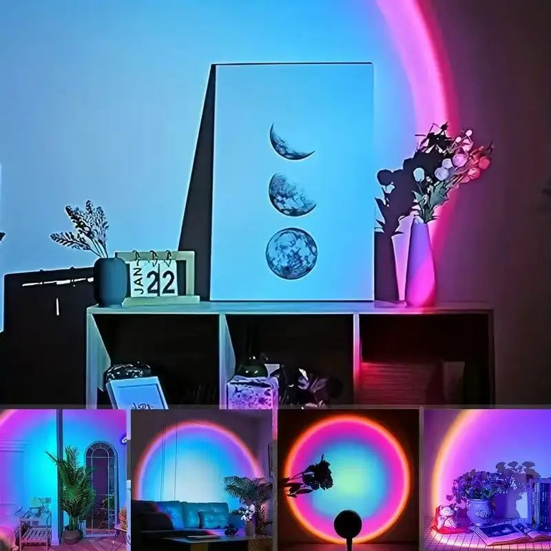 LED Rainbow Sunset Projection Lamp Atmosphere Night Light Photography Fill Light Artifact Creative Room Decoration Gift