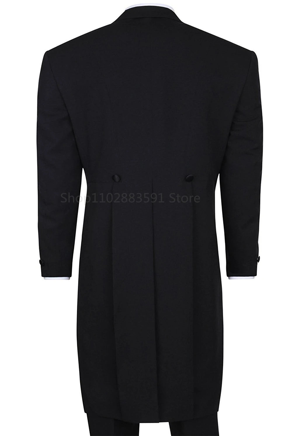 Black Formal Tailcoat For Men Suits Slim Fit Wedding Tuxedo Italian Style Custom 3 Piece Prom Dinner Jacket With Vest Pants