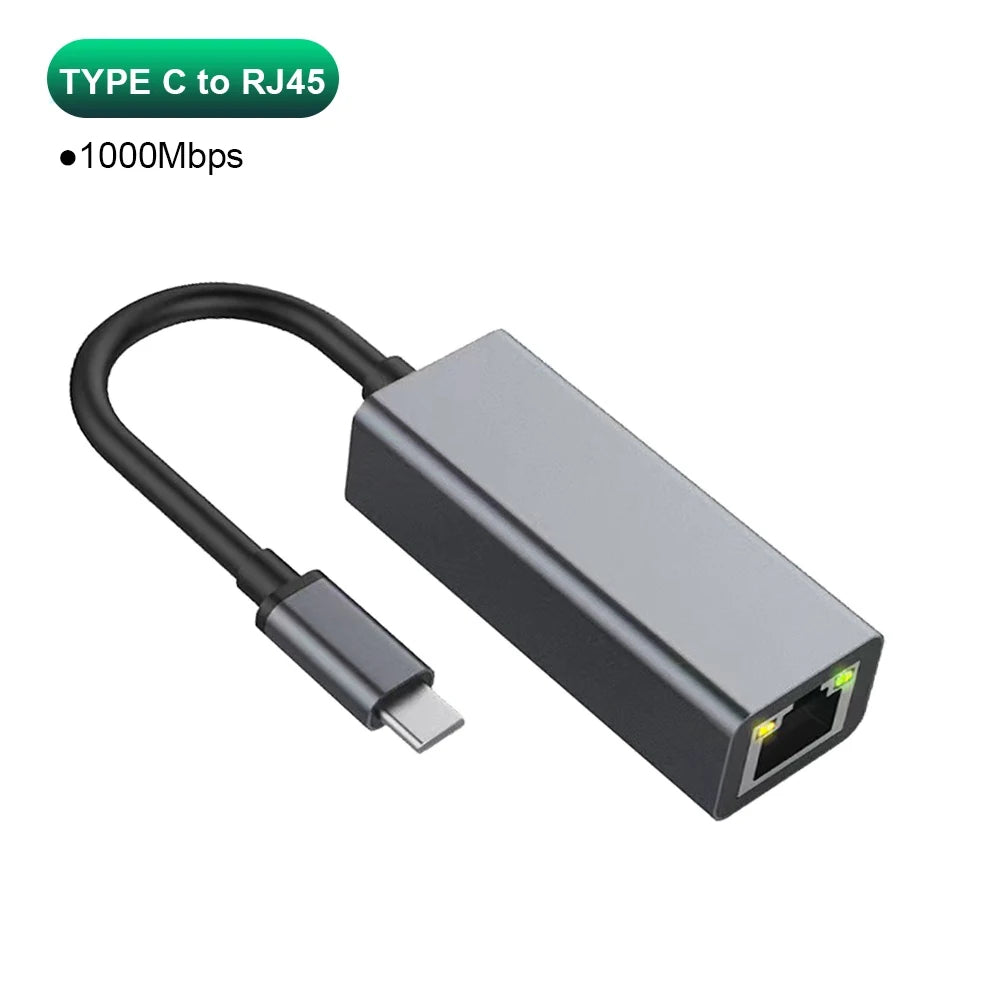 USB Type C Wired Ethernet Gigabit Adapter 1000Mbps USB3.0 RJ45 Network Card For MacBook PC Window Android USB Lan Internet Cable