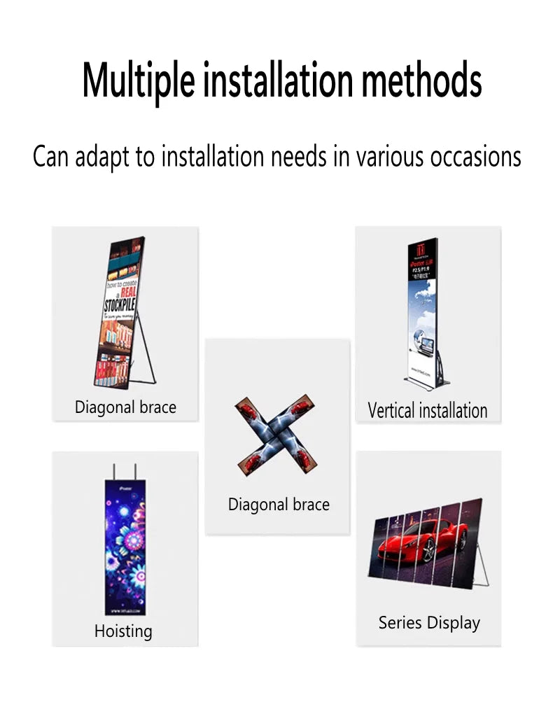 High Refresh Indoor GOB LED Poster Display Screen 640x1920mm High-Definition Multi-Unit Splicable for Business & Entertainment