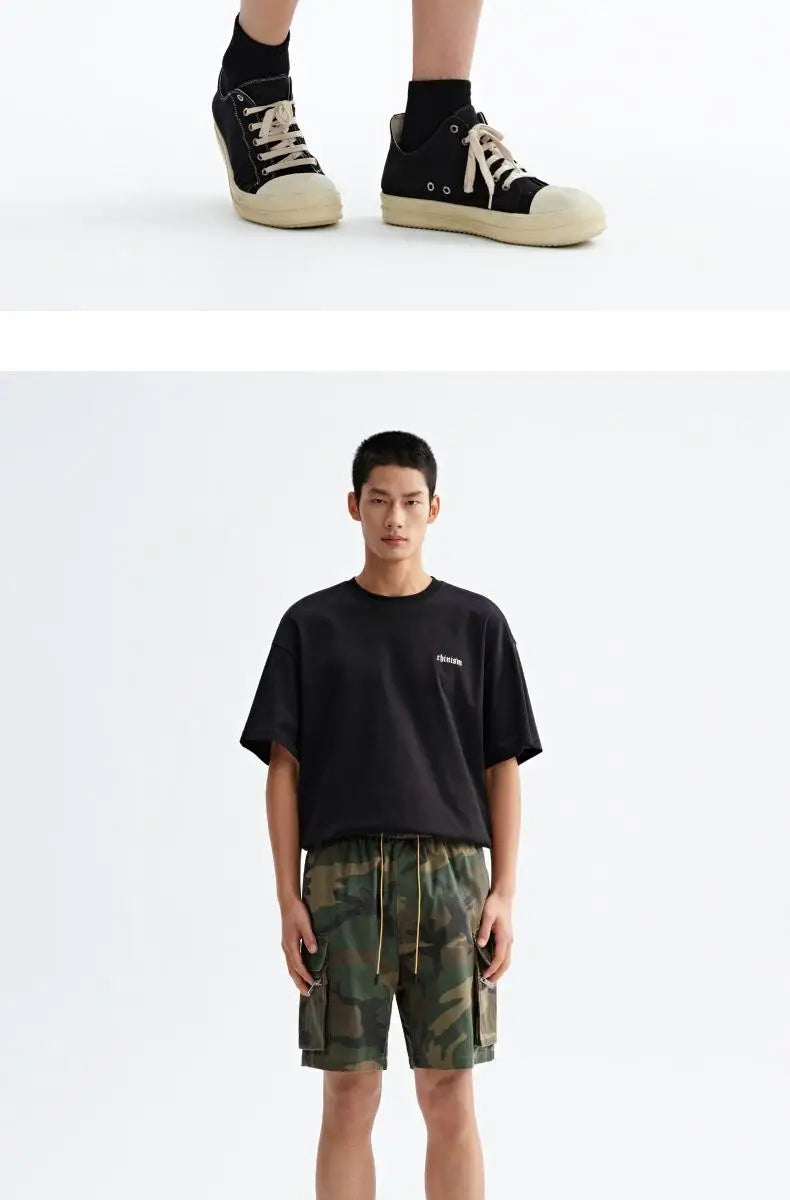 Mr. WH Camouflage Workwear Shorts Men's American Trendy Brand Casual Drawstring Sports High Street Straight Five-Quarter Pants