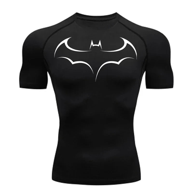 Bat Printed Men's Tight T-Shirt Running Compression Compression T Shirt Gym Fitness Jogging Short Sleeve Male Casual Shirt Tops