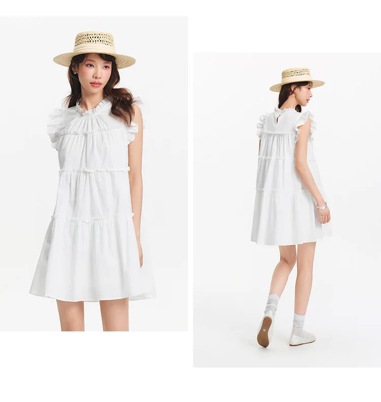Semir Women Dress Cap Sleeve Ruffle Cake Dress Cute Girlish Sweet Gentle Mini 2026 Summer Casual Top