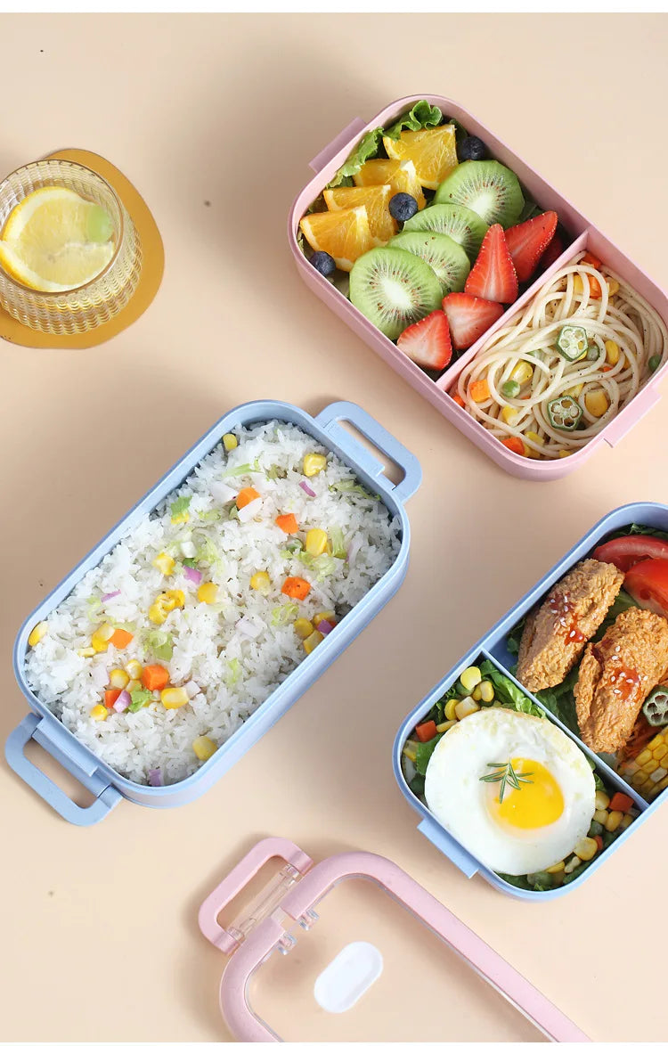 Kitchen Home Microwave Lunch Box Wheat Straw Dinnerware Food Storage Container Children Kids School Office Portable Bento Box