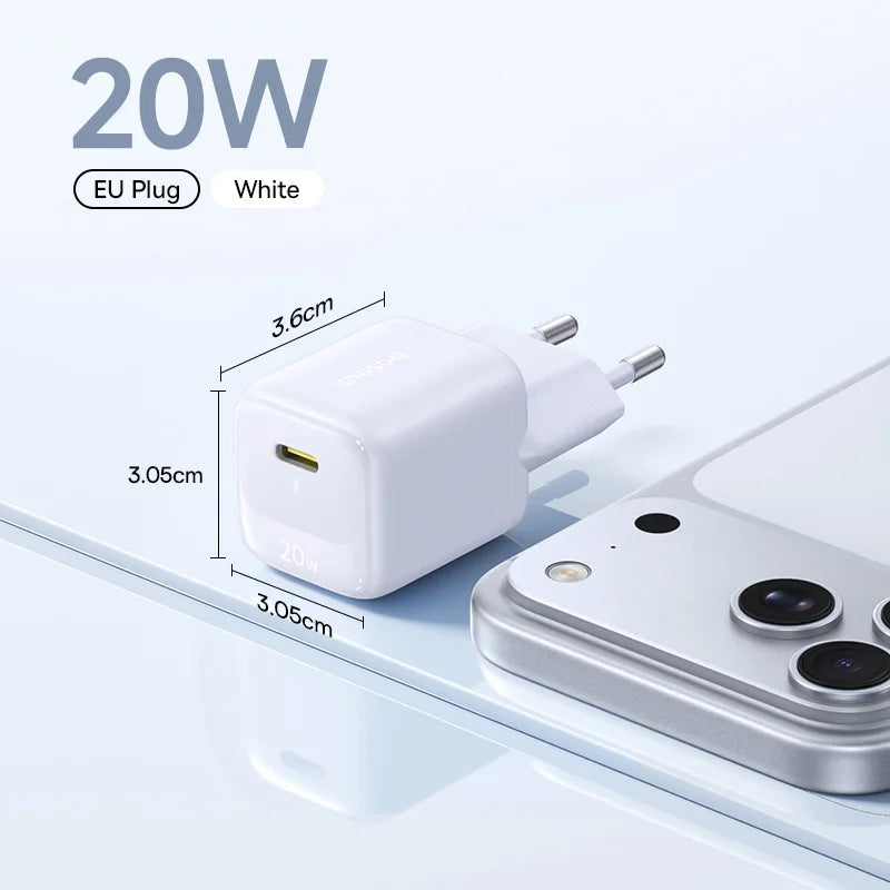 Baseus 20W USB C Charger Portable Type C Charger Support PD Fast Charging For iPhone 15 14 13 12 11 Pro Max 8 Plus Quick Charger