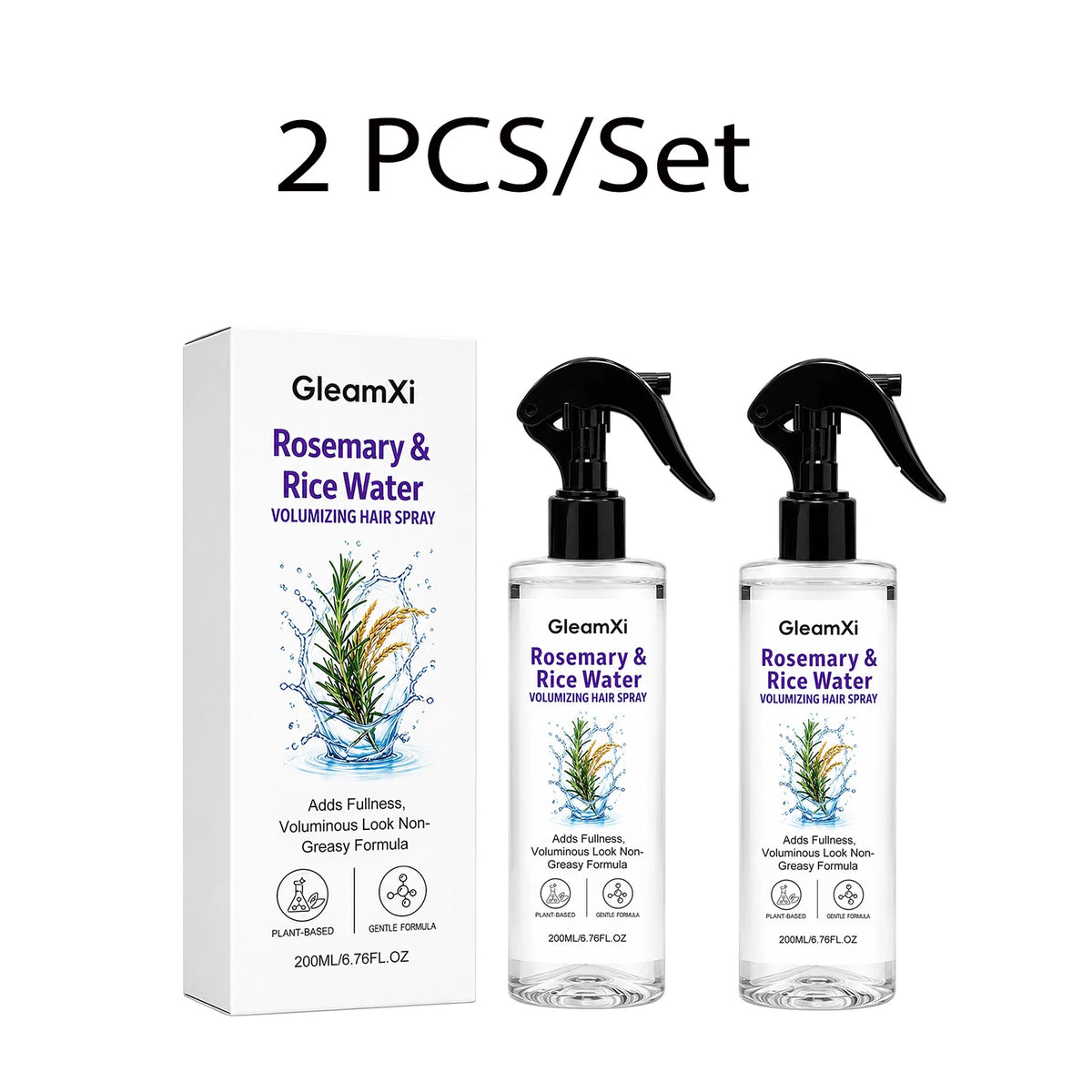 Rosemary Rice Water Volumizing Hair Spray Lightweight Non Greasy Root Boost Smooth Frizzy Hair Natural Looking Volume 200ml