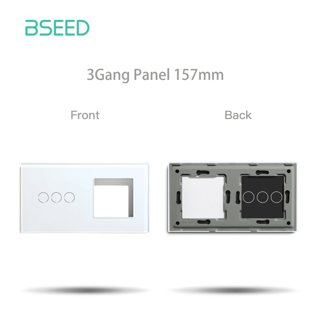 BSEED WIFI Wall Light Switches Glass Panel Parts White Smart Touch Switches Function Parts EU Sockets Power Outlet Parts