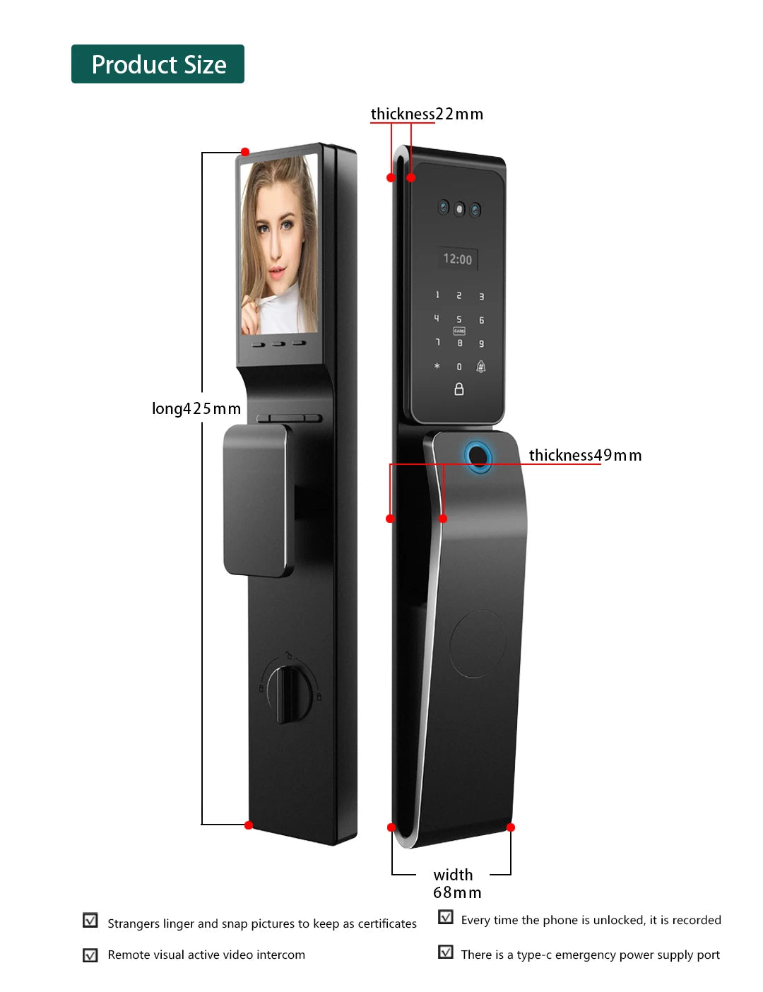 2026 New Tuya 3D Face Palm Recognition Smart Lock Durable Electronic Lock Waterproof Digital Lock Suitable for Europe, Israel